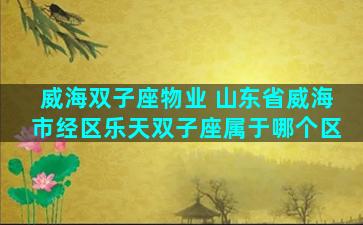 威海双子座物业 山东省威海市经区乐天双子座属于哪个区